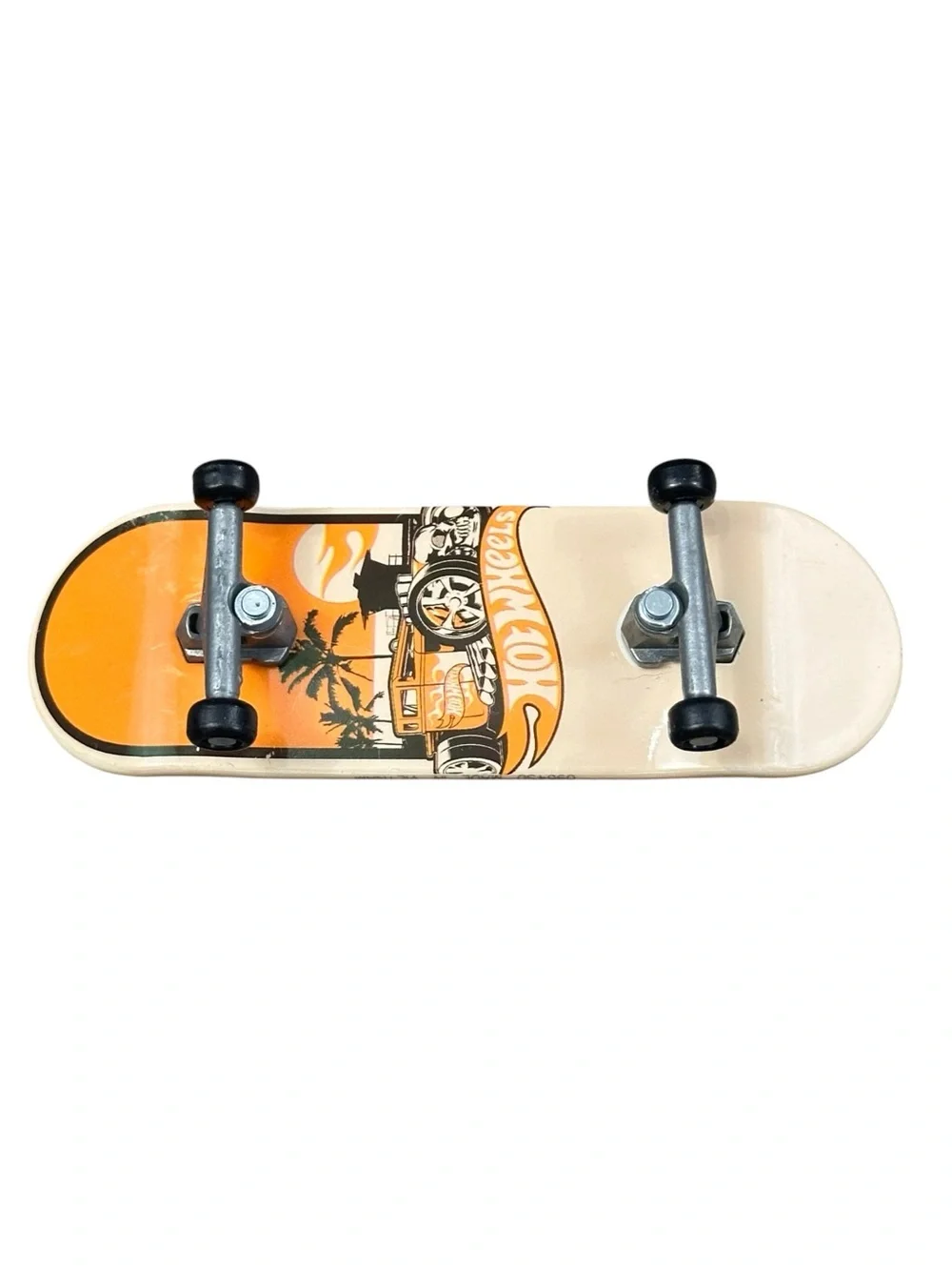 Hot Wheels Fingerboard Mini Skateboard Orange Hot Rod Skull Palm Trees Tech Deck